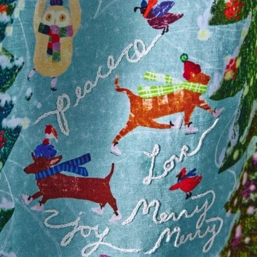 NWT Anthropologie Ice Skating Christmas Tea Towel And Spatula Bundle